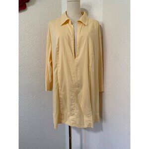 J Jill Women's  2X Butter Yellow 3/4 Sleeve Tunic Collared V-Neck Bamboo Blend